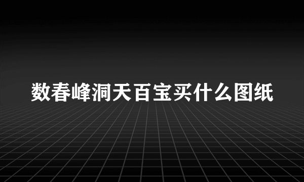 数春峰洞天百宝买什么图纸