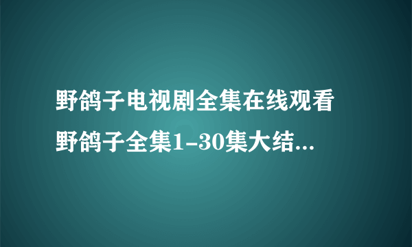 野鸽子电视剧全集在线观看 野鸽子全集1-30集大结局百度影音观看