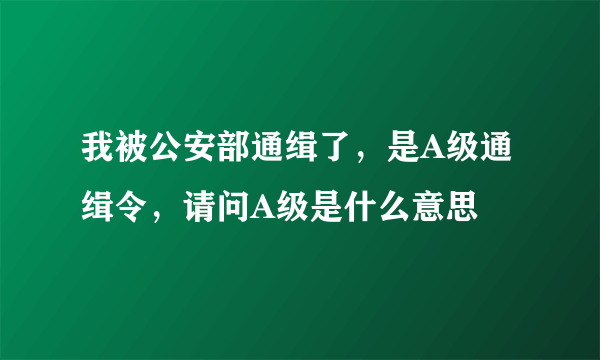 我被公安部通缉了，是A级通缉令，请问A级是什么意思