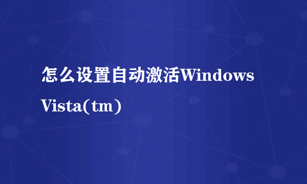 怎么设置自动激活Windows Vista(tm)