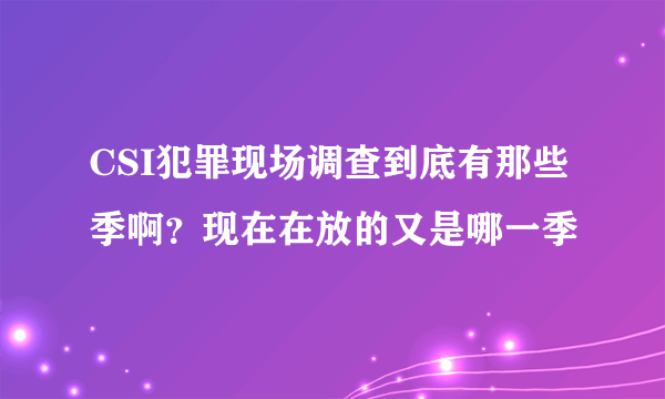 CSI犯罪现场调查到底有那些季啊？现在在放的又是哪一季