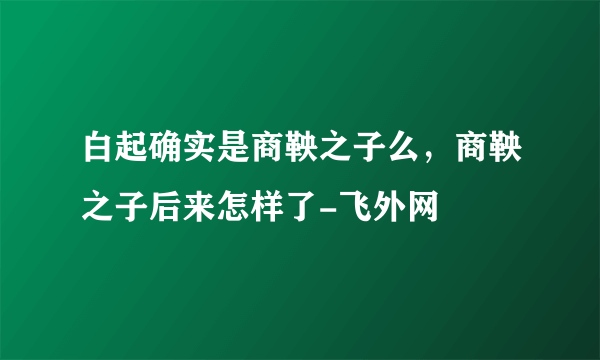 白起确实是商鞅之子么，商鞅之子后来怎样了-飞外网