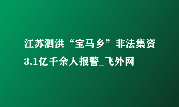 江苏泗洪“宝马乡”非法集资3.1亿千余人报警_飞外网