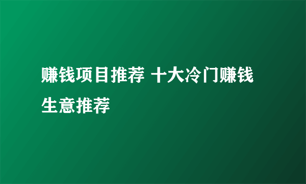 赚钱项目推荐 十大冷门赚钱生意推荐