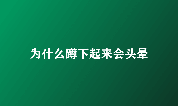 为什么蹲下起来会头晕