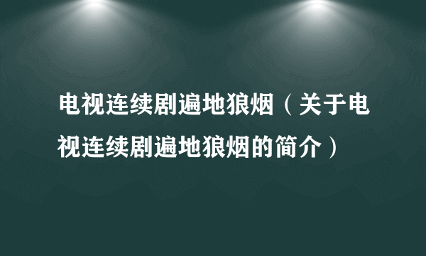 电视连续剧遍地狼烟（关于电视连续剧遍地狼烟的简介）