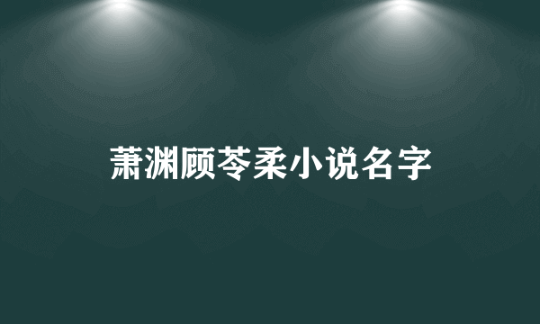 萧渊顾苓柔小说名字