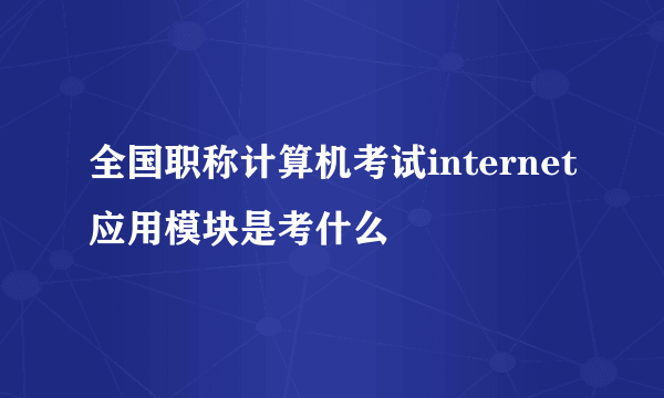 全国职称计算机考试internet应用模块是考什么