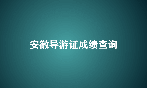 安徽导游证成绩查询