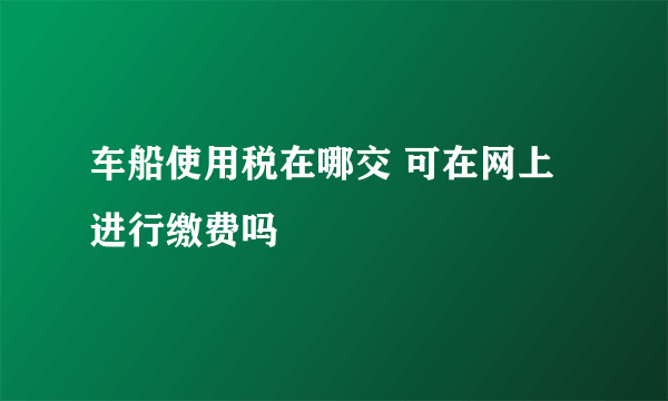 车船使用税在哪交 可在网上进行缴费吗