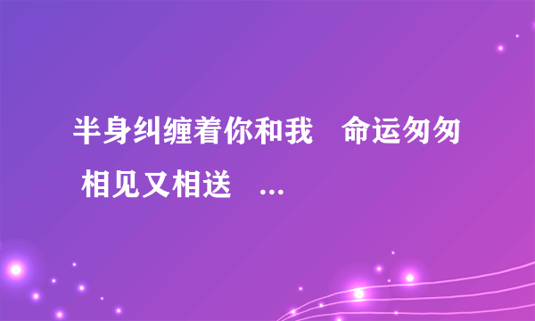 半身纠缠着你和我   命运匆匆  相见又相送   爱恨如梦如火难如月是什么歌？