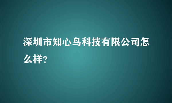 深圳市知心鸟科技有限公司怎么样？