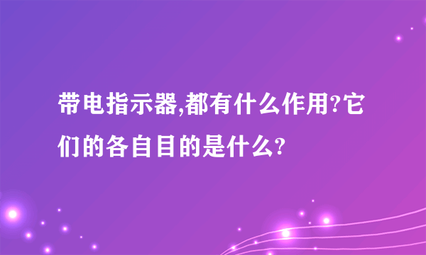 带电指示器,都有什么作用?它们的各自目的是什么?