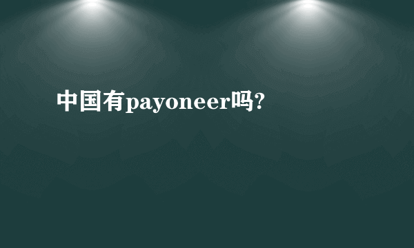 中国有payoneer吗?