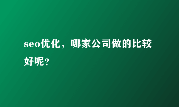 seo优化，哪家公司做的比较好呢？