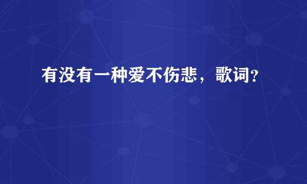 有没有一种爱不伤悲，歌词？