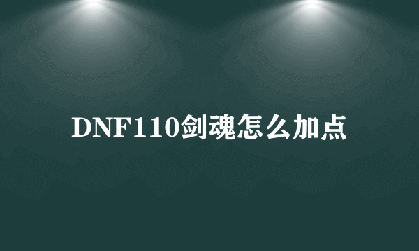 DNF110剑魂怎么加点