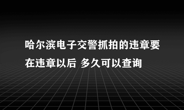 哈尔滨电子交警抓拍的违章要在违章以后 多久可以查询