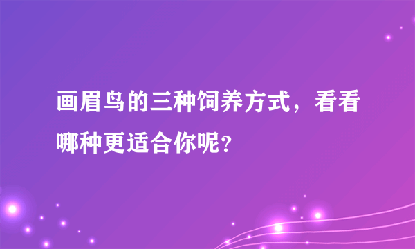 画眉鸟的三种饲养方式，看看哪种更适合你呢？