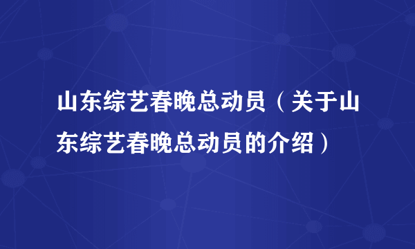 山东综艺春晚总动员（关于山东综艺春晚总动员的介绍）