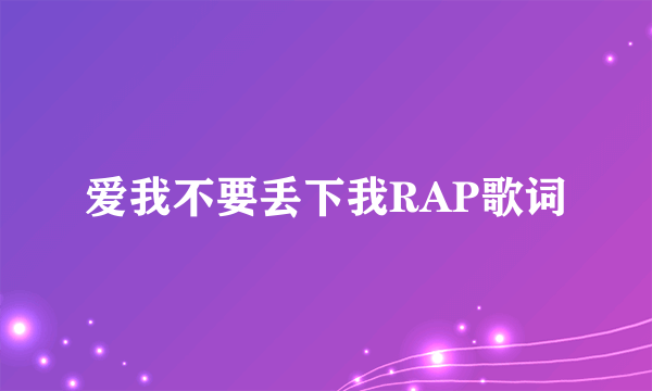 爱我不要丢下我RAP歌词