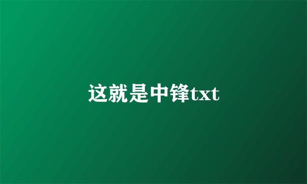 这就是中锋txt