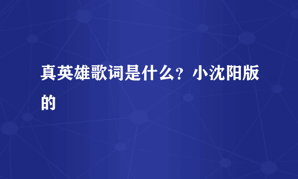 真英雄歌词是什么？小沈阳版的