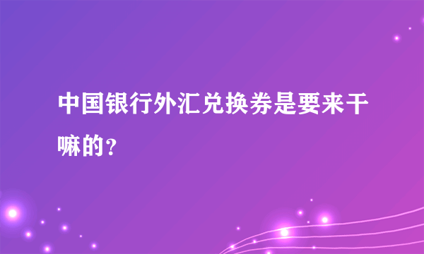 中国银行外汇兑换券是要来干嘛的？