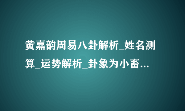 黄嘉韵周易八卦解析_姓名测算_运势解析_卦象为小畜-飞外网