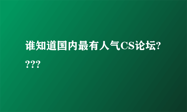 谁知道国内最有人气CS论坛????