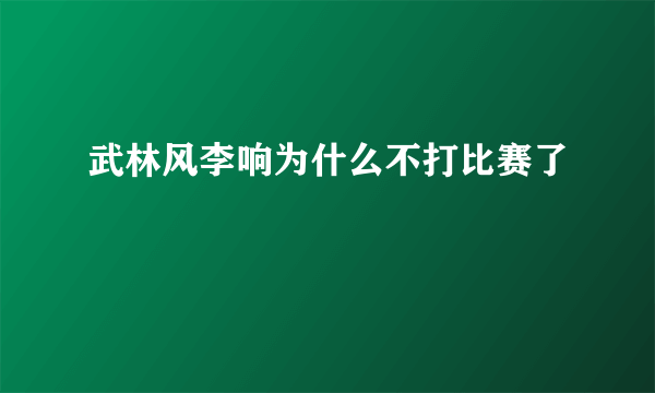 武林风李响为什么不打比赛了