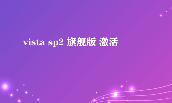 vista sp2 旗舰版 激活