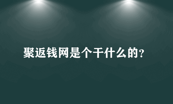 聚返钱网是个干什么的？