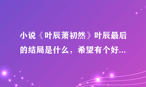 小说《叶辰萧初然》叶辰最后的结局是什么，希望有个好结局-飞外网