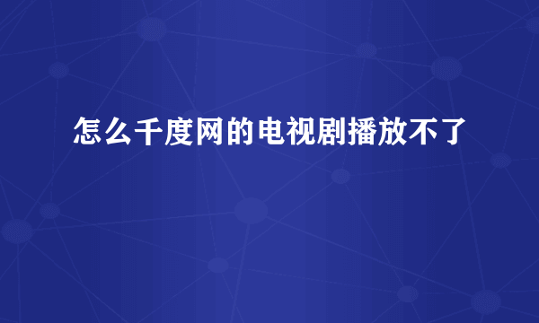 怎么千度网的电视剧播放不了