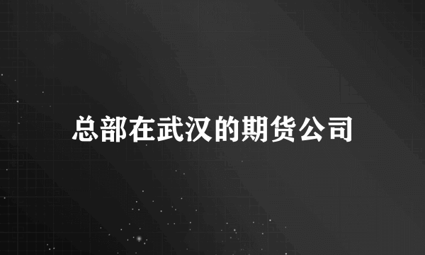 总部在武汉的期货公司