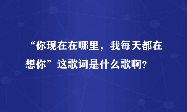 “你现在在哪里，我每天都在想你”这歌词是什么歌啊？