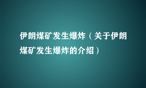 伊朗煤矿发生爆炸（关于伊朗煤矿发生爆炸的介绍）