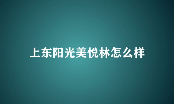 上东阳光美悦林怎么样