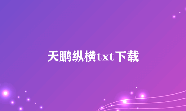 天鹏纵横txt下载