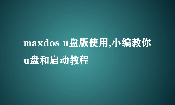 maxdos u盘版使用,小编教你u盘和启动教程