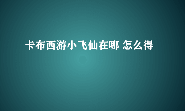 卡布西游小飞仙在哪 怎么得