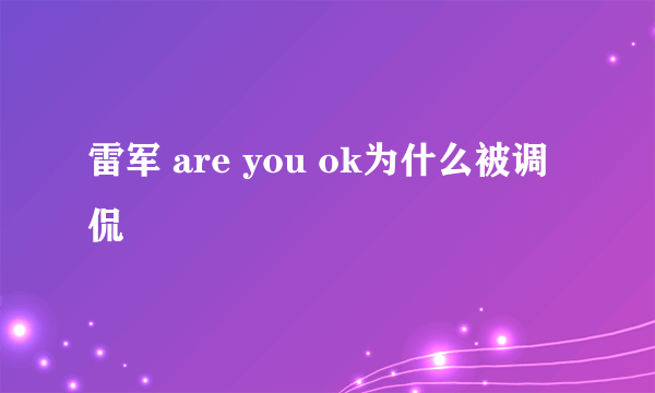 雷军 are you ok为什么被调侃