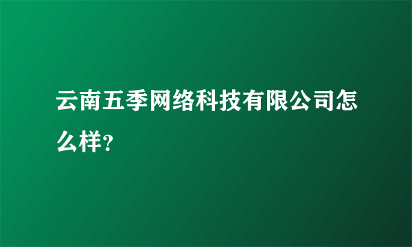 云南五季网络科技有限公司怎么样？