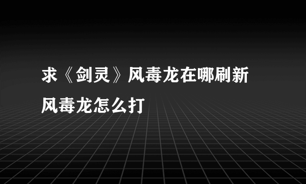 求《剑灵》风毒龙在哪刷新 风毒龙怎么打