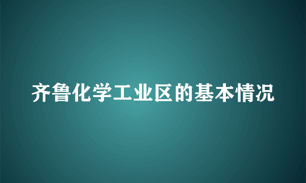 齐鲁化学工业区的基本情况