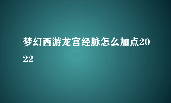 梦幻西游龙宫经脉怎么加点2022