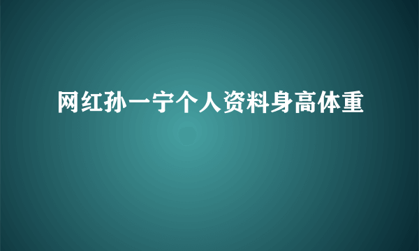 网红孙一宁个人资料身高体重