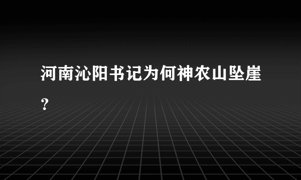 河南沁阳书记为何神农山坠崖？