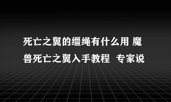 死亡之翼的缰绳有什么用 魔兽死亡之翼入手教程  专家说